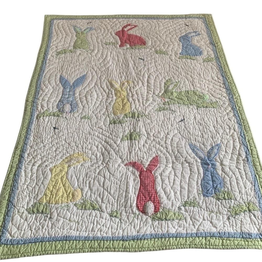NWT Pottery Barn Kids Crib Quilt Bunnies